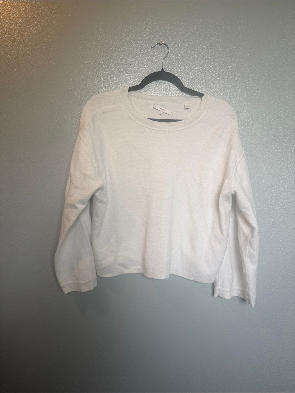 Vince White Long-Sleeve Crewneck Sweatshirt